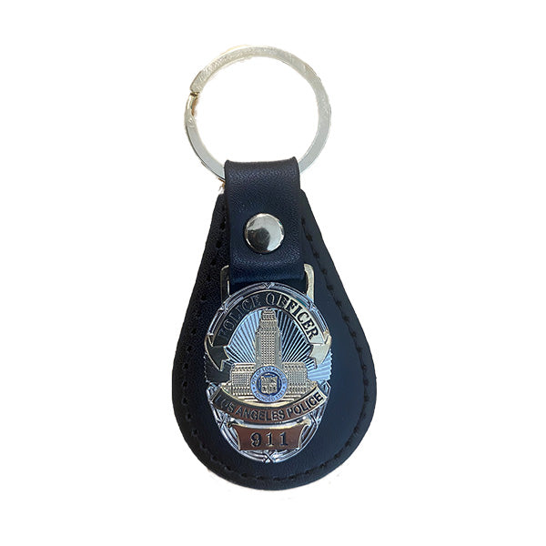 Leather Keychain Fob w/ LAPD Badge